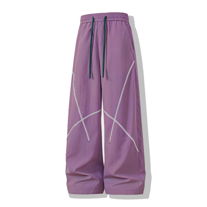 Herren Weite Funktions-Nylonhose mit Kordelbund, reflektierenden Nahtdetails & lässiger Baggy‑Silhouette Drune