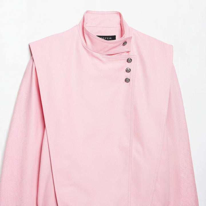 Damen Taillierte Cropped-Jacke mit asymmetrischem Stehkragen und dekorativen Druckknöpfen Drune