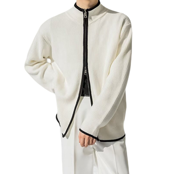 Herren Modische Strickjacke mit hohem Kragen Drune