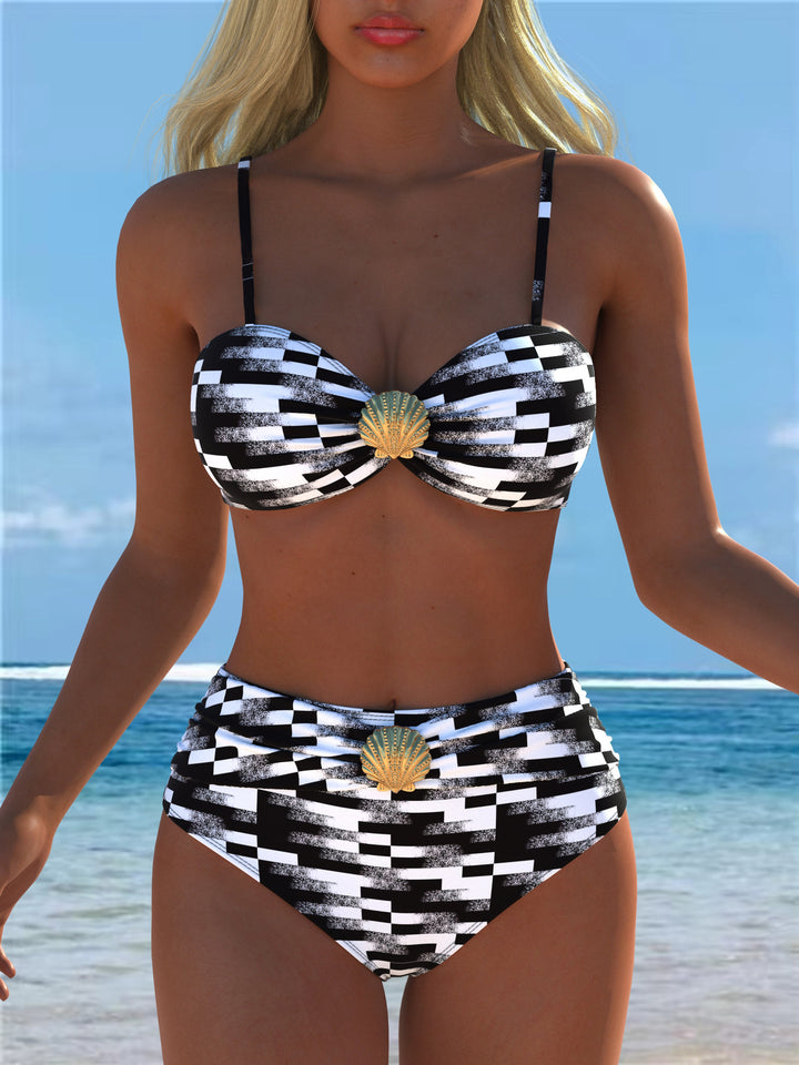 Damen Bikini-Set mit floralem Balconette-Oberteil und hochgeschnittenem Höschen Drune