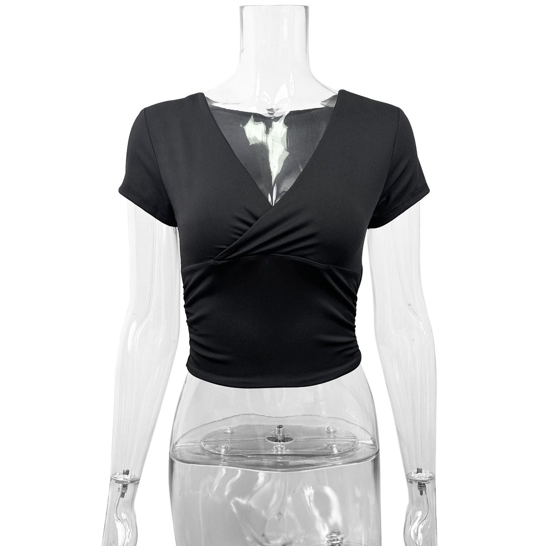 Damen Kurzarm-bodycon Oberteil Drune