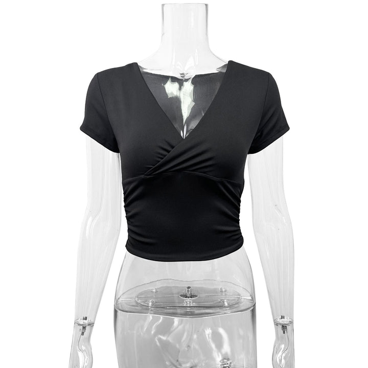 Damen Kurzarm-bodycon Oberteil Drune