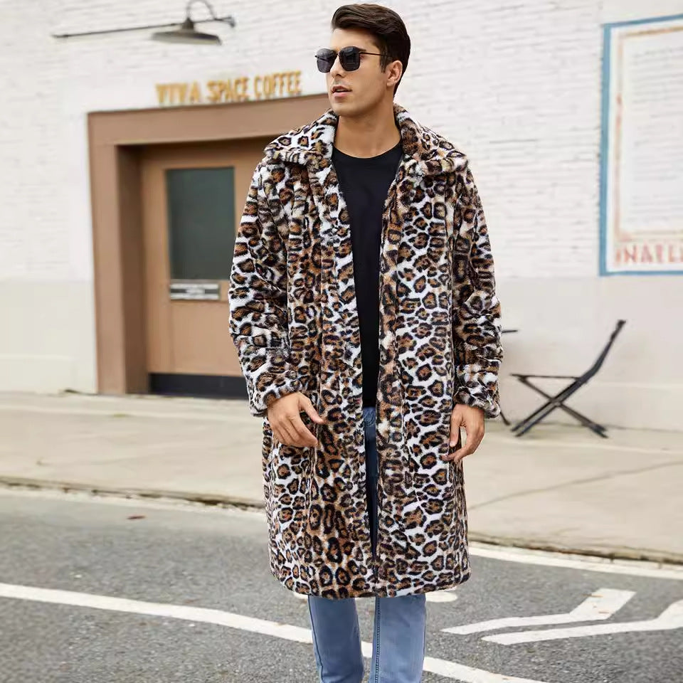 Herren Modischer Kunstfellmantel im Schlangenleder-Look Drune