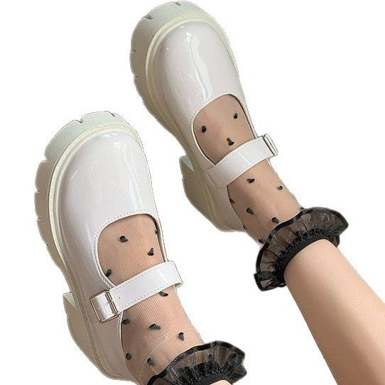 Damen Retro-Mary Jane Schuhe mit stabiler Plateausohle Drune