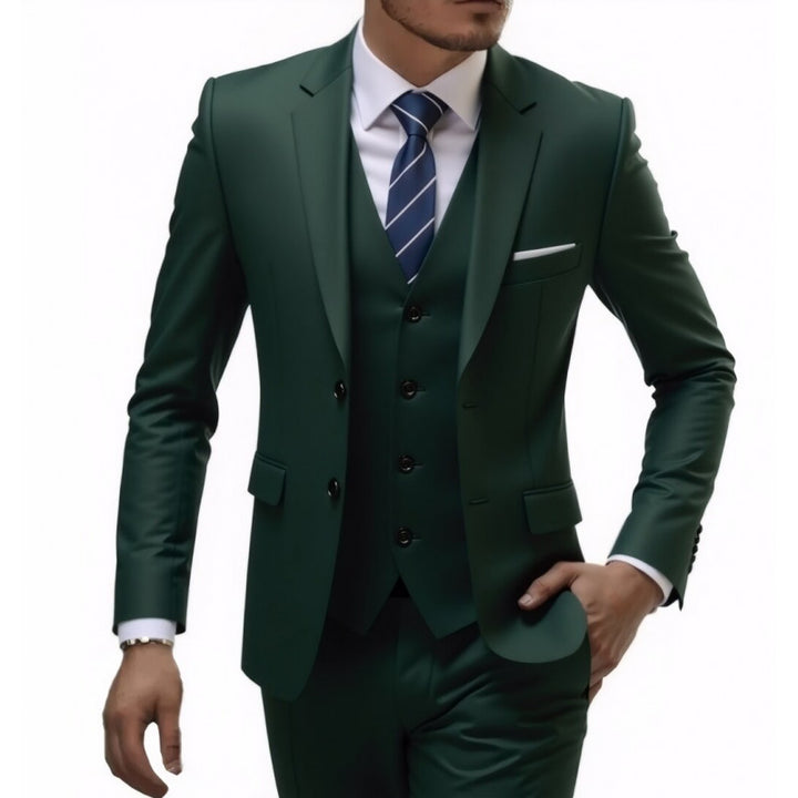 Herren Eleganter taillierter dreiteiliger Anzug mit Weste und leichtem Stretch Drune