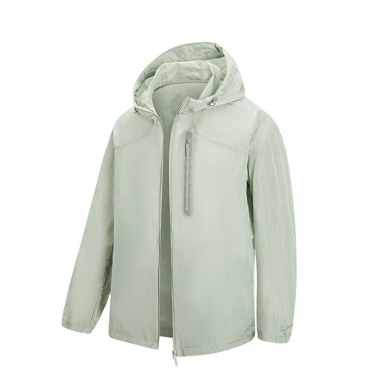 Herren Ultraleichte Packbare Regen- und Windjacke mit Kapuze, versteckter Brusttasche und wasserabweisendem Shell Drune