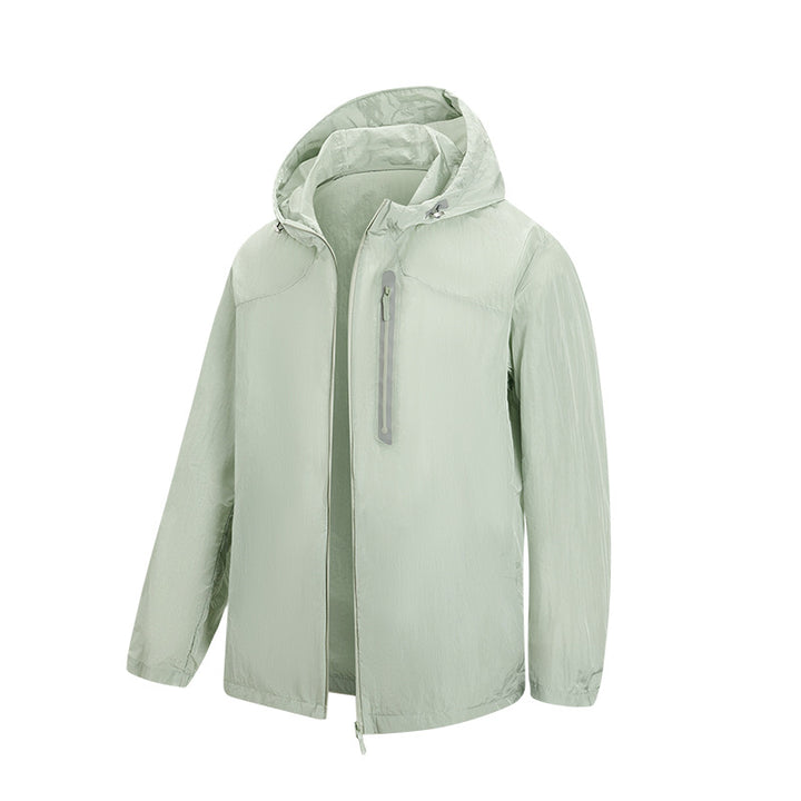 Herren Ultraleichte Packbare Regen- und Windjacke mit Kapuze, versteckter Brusttasche und wasserabweisendem Shell Drune
