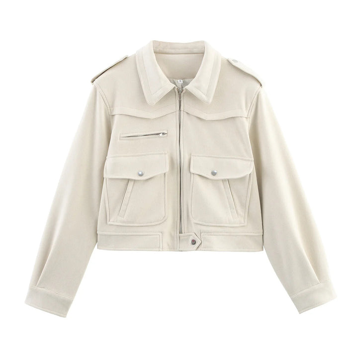 Damen nan cropped Fieldblouson mit Schulterklappen, großen Pattentaschen und mittiger Reißverschluss Drune