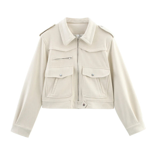 Damen nan cropped Fieldblouson mit Schulterklappen, großen Pattentaschen und mittiger Reißverschluss Drune