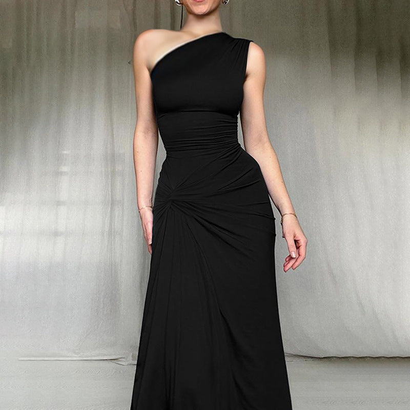 Damen Elegantes Maxikleid mit asymmetrischem Schnitt und seitlichem Schlitz Drune
