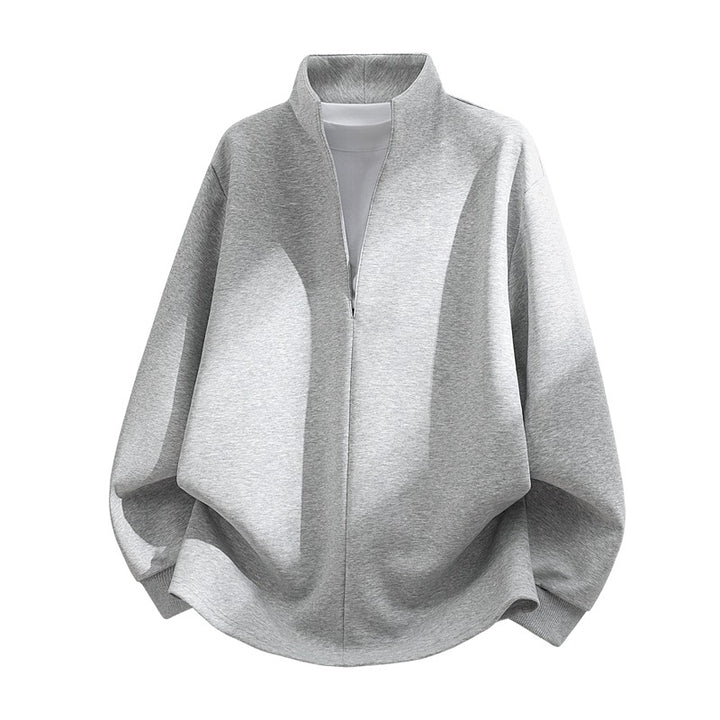 Unisex Oversize-Sweatshirt mit Stehkragen, halber Öffnung und abgerundetem Saum Drune