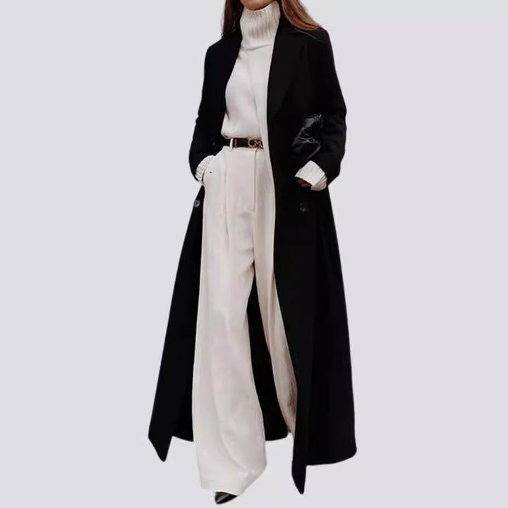 Damen klassischer Maxi-Mantel mit eleganten Falten und Taschen Drune