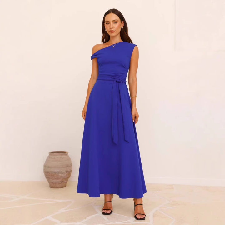 Damen Maxikleid mit asymmetrischem Schnitt und eleganter Drapierung Drune