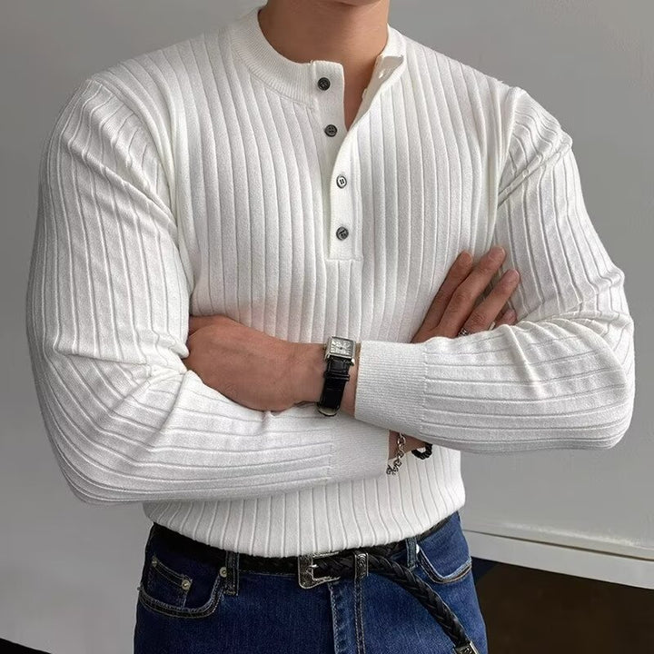 Herren Modisches Langarm-Rippstrickshirt Drune
