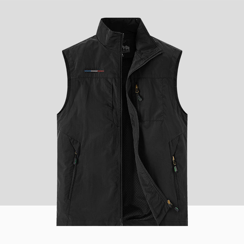 Herren Leichte Atmungsaktive Outdoor-Softshellweste mit Mesh-Innenfutter und Mehrfach-Reißverschlusstaschen Drune