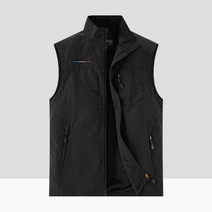 Herren Leichte Atmungsaktive Outdoor-Softshellweste mit Mesh-Innenfutter und Mehrfach-Reißverschlusstaschen Drune