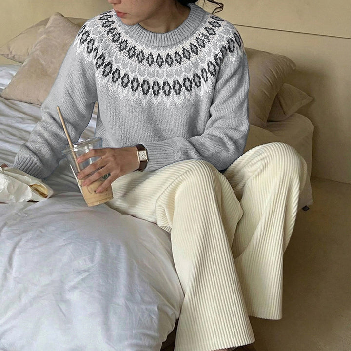 Damen Gemusterter Strickpullover Drune