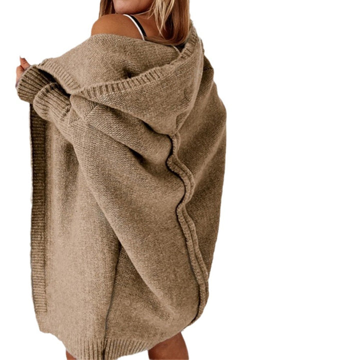 Damen Longline Kapuzen-Strickcardigan mit offener Front Drune