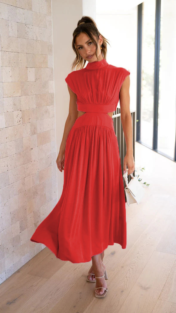 Damen Maxikleid mit kreativem Schnitt und tailliertem Design Drune
