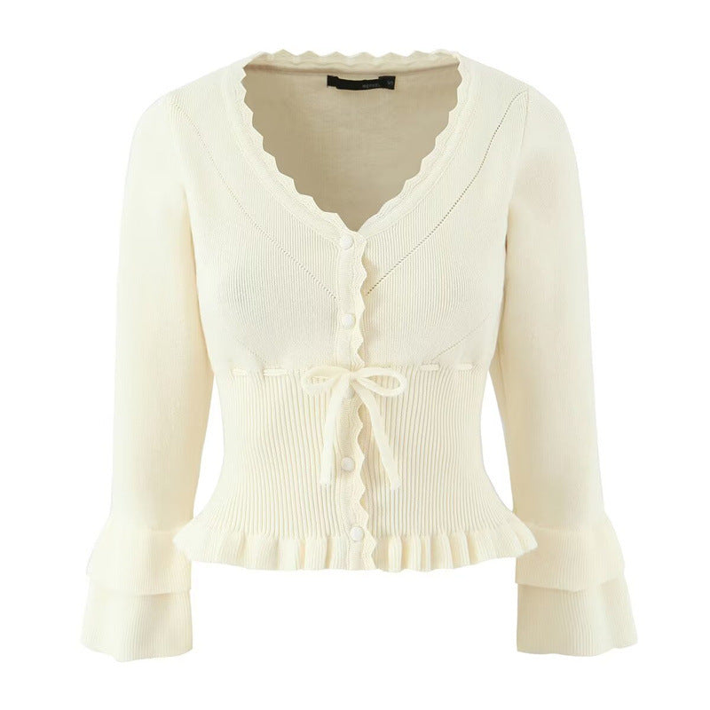 Damen Strickjacke mit Rüschendetails und tailliertem Schnitt Drune