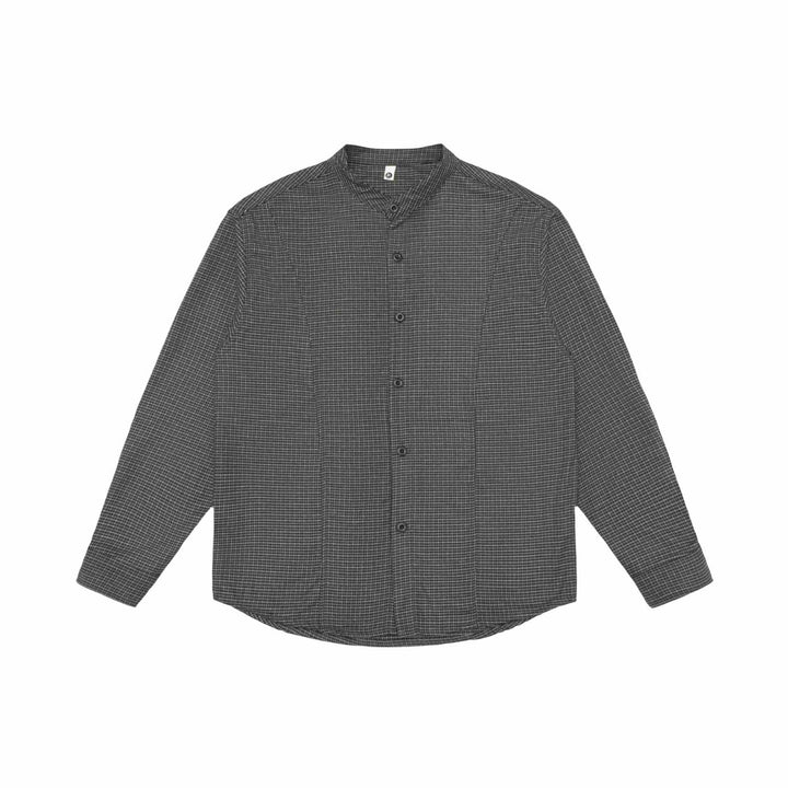 Unisex Oversize-Hemdjacke mit Stehkragen, Glencheckmuster und gerundetem Saum Drune