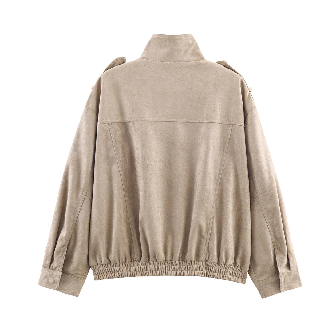 Damen Kurzjacke im Military-Stil mit Schulterklappen, aufgesetzten Brusttaschen und elastischem Saum Drune
