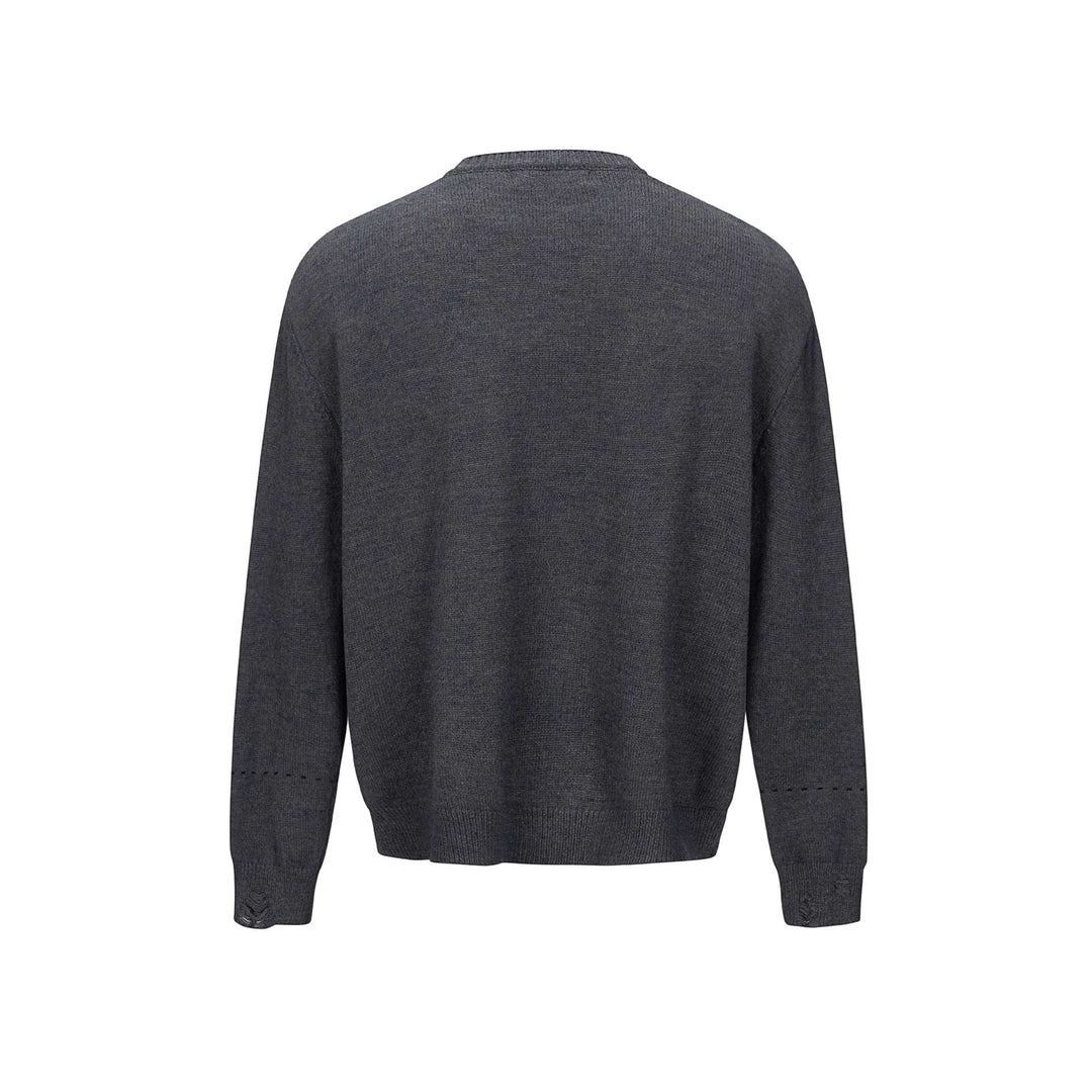 Unisex Schlichte Strickjacke mit Rundhals, Holzknopfleiste und geripptem Saum Drune