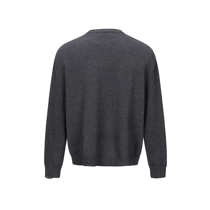 Unisex Schlichte Strickjacke mit Rundhals, Holzknopfleiste und geripptem Saum Drune
