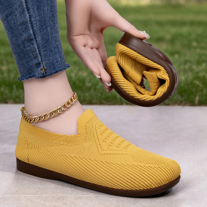 Damen nan gestrickter Komfort-Slip-On Halbschuh mit sockenähnlichem Schaft, gepolstertem Memory-Fußbett und flexibler Leichtlaufsohle Drune