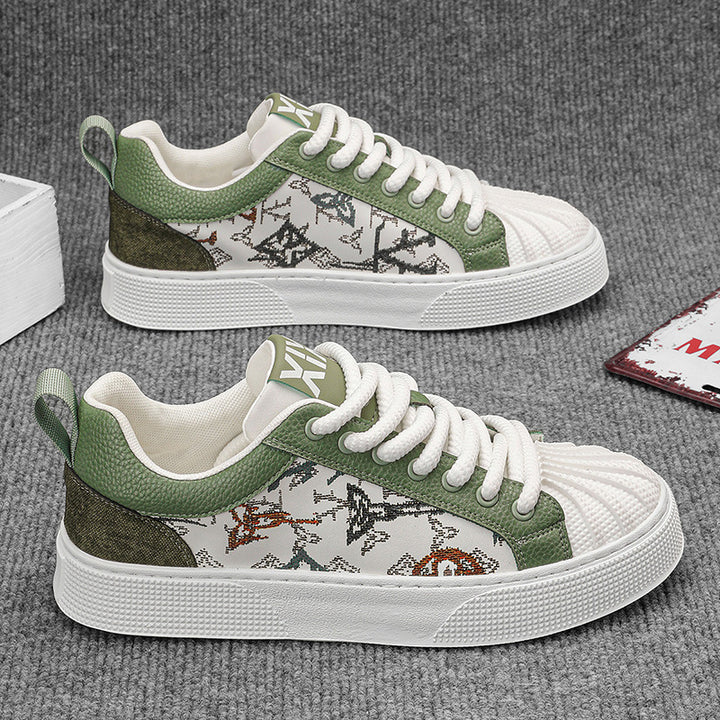 Damen Low-Top Sneaker mit besticktem Schmetterlingsmuster und strukturierter Zehenkappe Drune