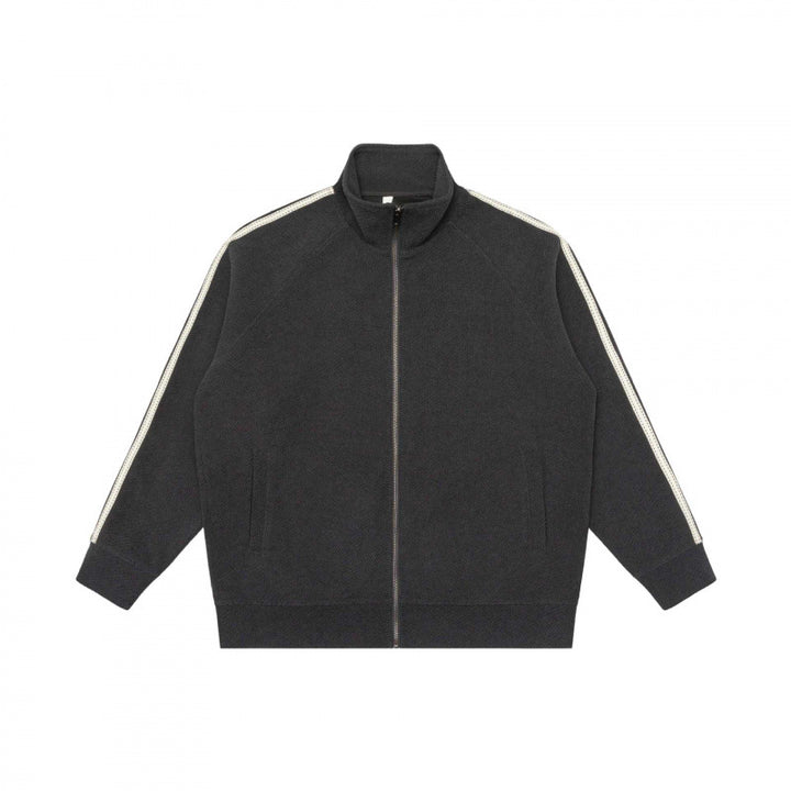 Unisex Oversize-Teddyfleece-Zippjacke mit Stehkragen und Kontraststreifen Drune