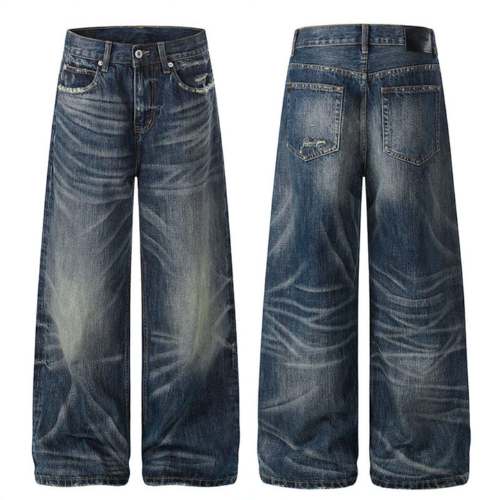 Damen Weite High‑Waist Jeans-Culotte mit Vintage-Waschung und Used‑Effekt Drune