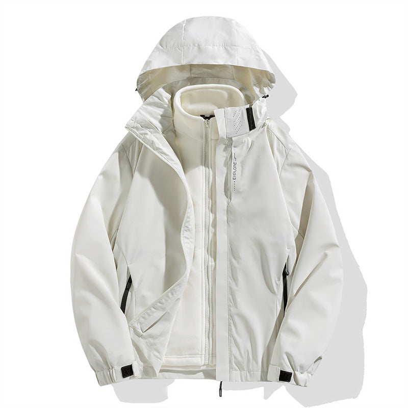 Herren zweiteilige Winterjacke mit abnehmbarer Fleece-Innenjacke wasserdicht winddicht Drune