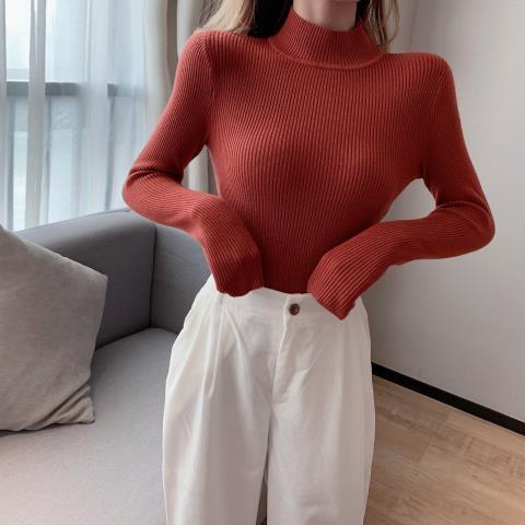 Damen modischer Rollkragenpullover im Rippstrick-Design Drune