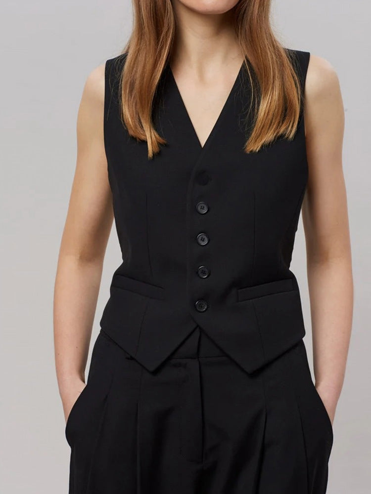 Damen Business-Weste mit modernem Schnitt und eleganter Knopfleiste Drune