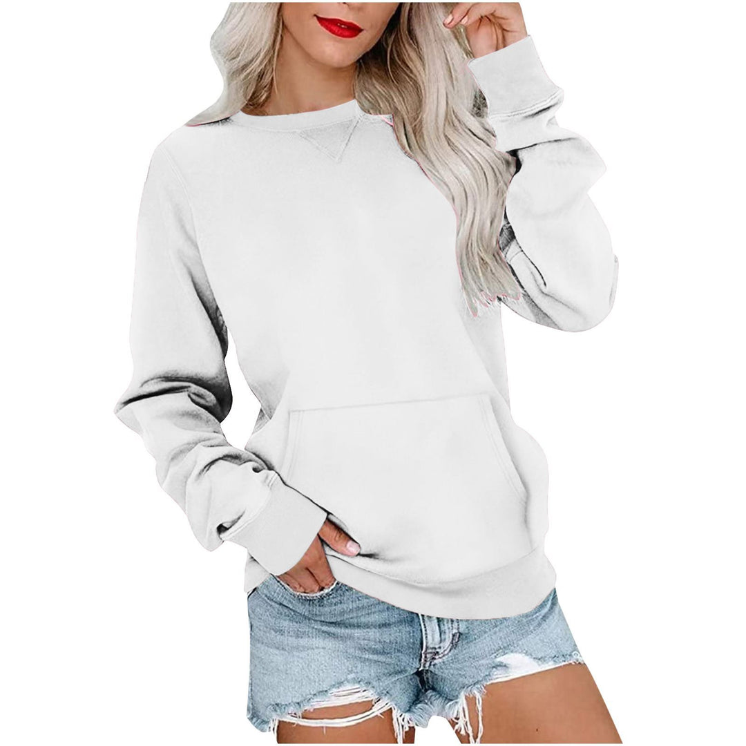 Damen Lockeres Sweatshirt mit Rundhalsausschnitt und Kängurutasche Drune