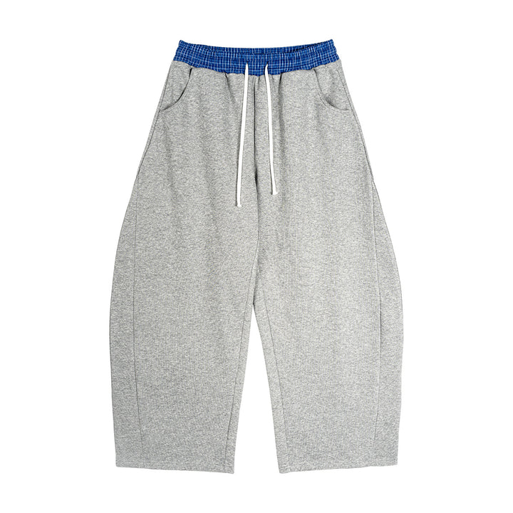 Damen Weite Cropped-Sweathose mit tiefem Schritt, Kordelzug und kontrastierendem Bund Drune