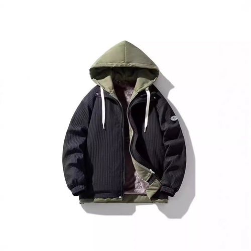 Herren Zweilagige Kapuzenjacke mit Fleece-Innenfutter und Allover-Sketch-Print Drune