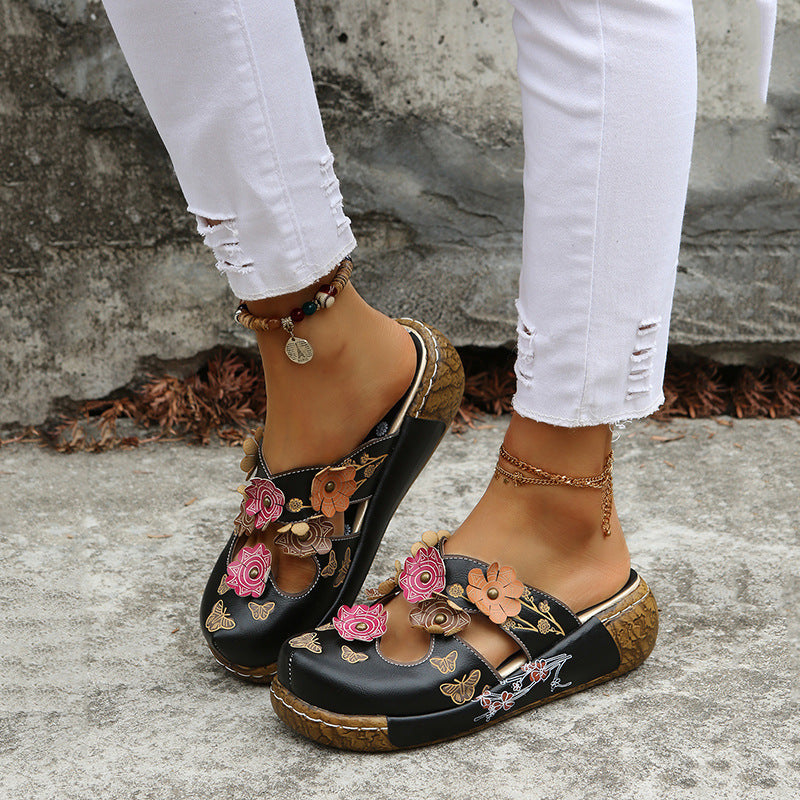 Damen Bequeme Blumensandalen mit ergonomischem Fußbett und modischen Akzenten Drune
