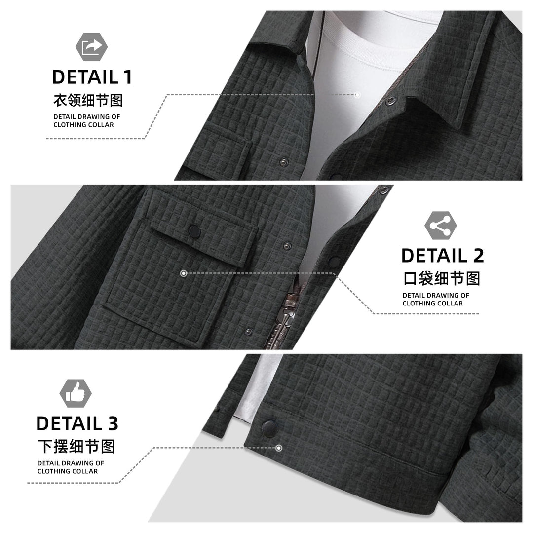 Herren nan gesteppte Overshirtjacke mit quadratischer Steppstruktur und aufgesetzten Brusttaschen Drune