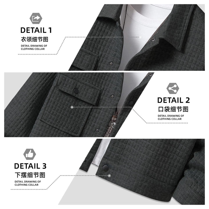 Herren nan gesteppte Overshirtjacke mit quadratischer Steppstruktur und aufgesetzten Brusttaschen Drune