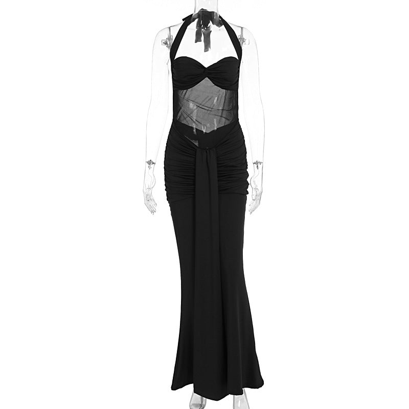 Damen Elegantes Maxikleid mit Raffhalterung und figurformenden Details Drune