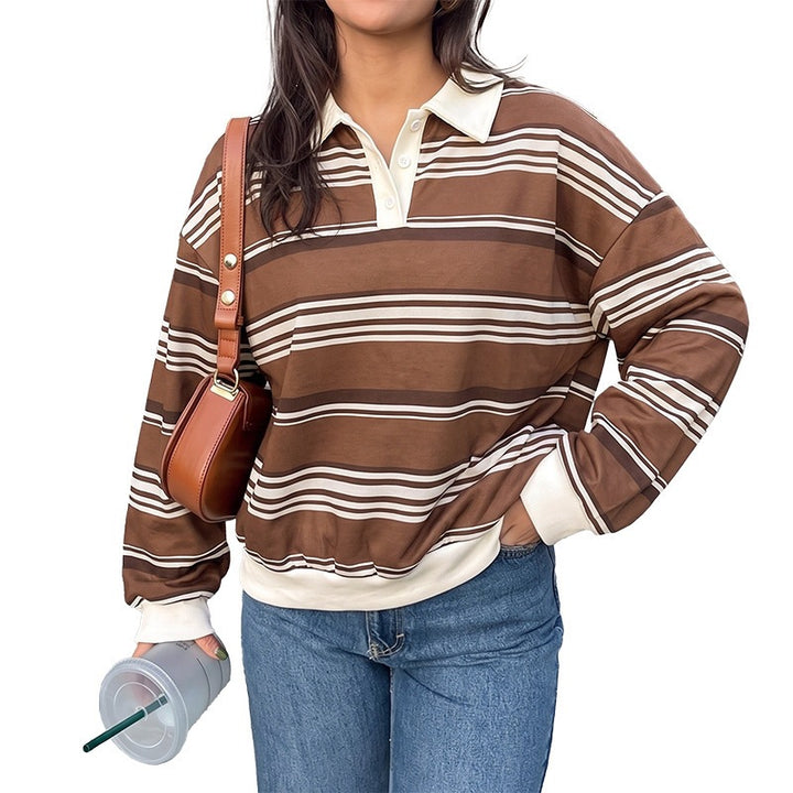 Damen Lässiger Pullover mit Polokragen Drune