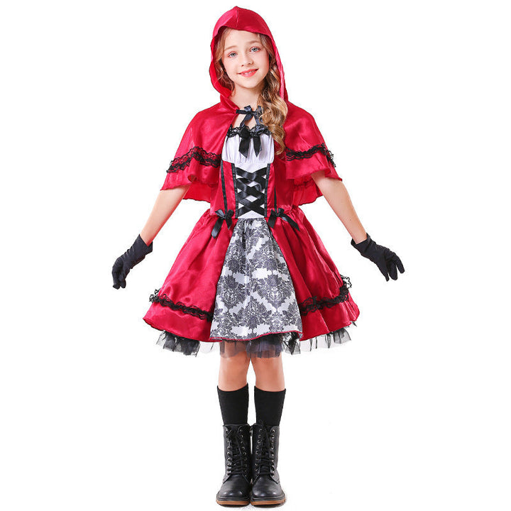 Mädchen Märchenhaftes Rotkäppchen Kostüm mit elegantem Tüllrock und detailverliebtem Umhang Drune