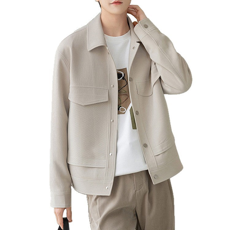 Herren Boxy Overshirt-Jacke mit Druckknöpfen und aufgesetzten Taschen Drune