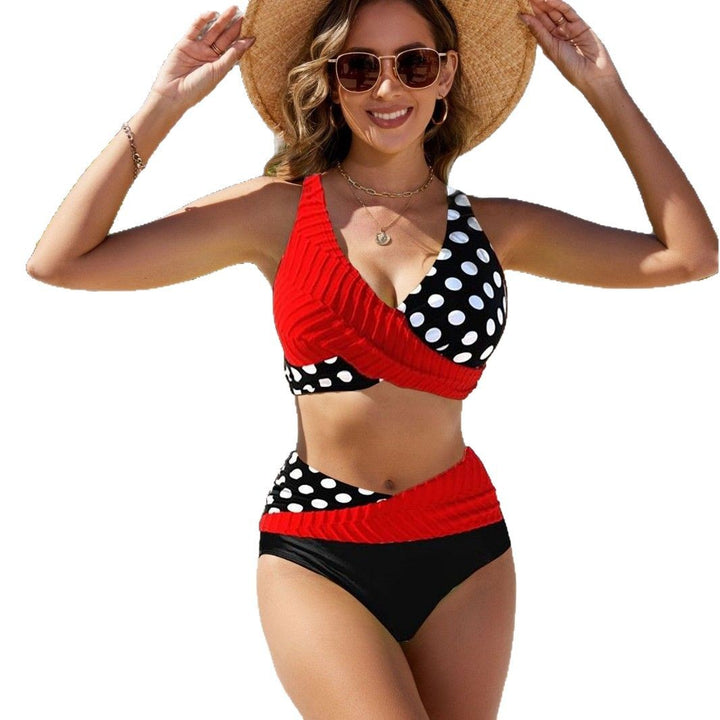 Damen Design-Bikini mit Wickeloptik und Polka-Dots Drune