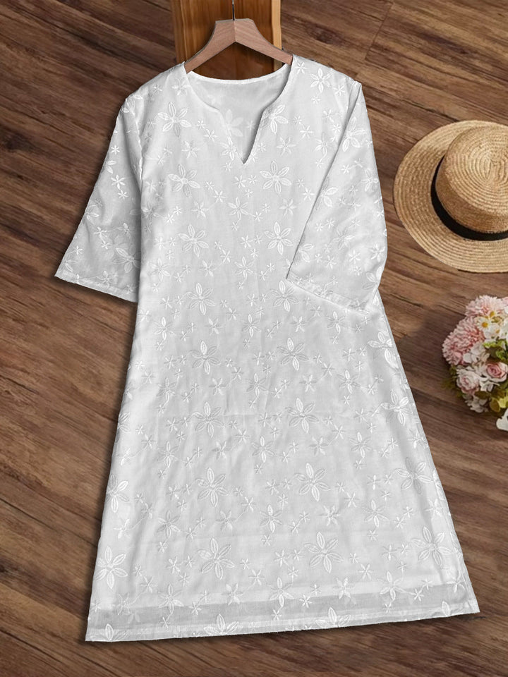 Damen luftiges Sommerkleid mit raffinierten Spitzenakzenten Drune