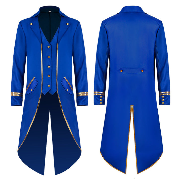 Damen nan langer taillierter Blazer-Mantel mit goldener Kettendetail und einreihigem Verschluss Drune