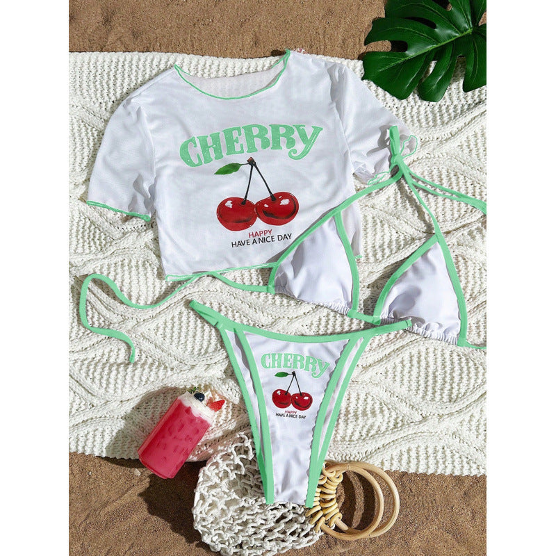 Damen Crop-Top Bikini-Set mit sportlichem Schnitt und Brasil-Print Drune
