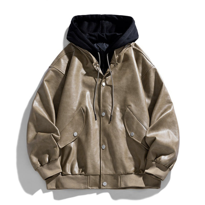 Herren Bequeme Kunstleder-Bomberjacke Drune